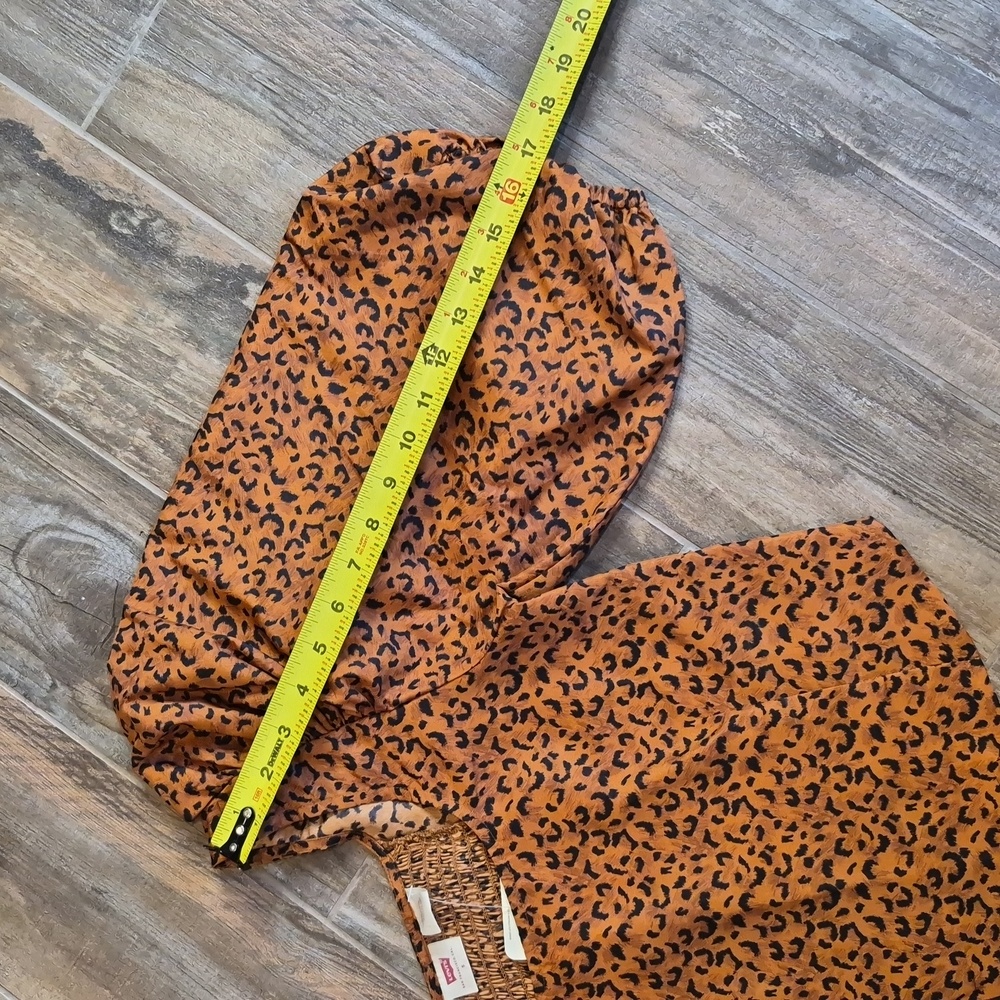 XS/S Levi's Leopard Print Cocoa Brown & Black Kaila Puff Sleeve Top - Picture 8 of 12